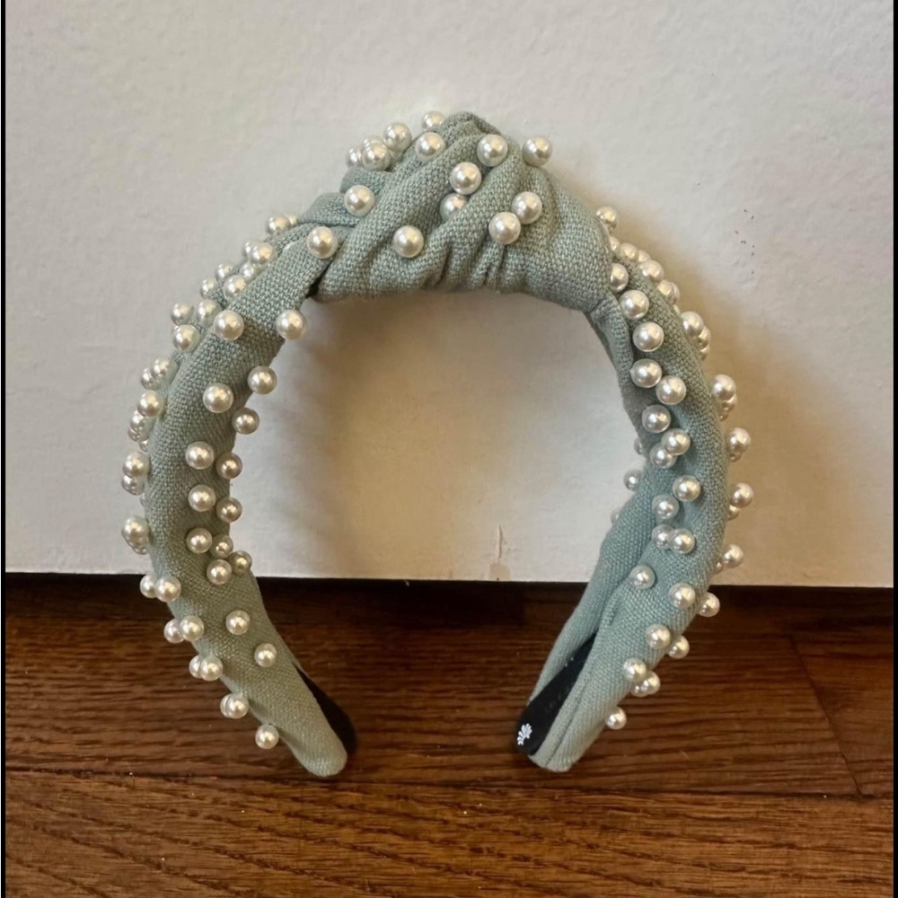 Lele Sadoughi Mint Green Pearl Headband
